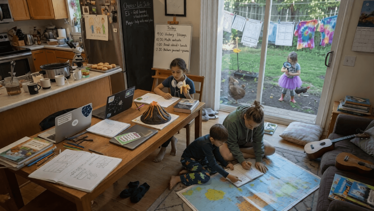 A Realistic "Day in the Life" of a Homeschool Family (Spoiler: No School Bells Here)